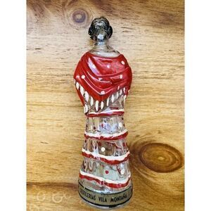 Vtg Spanish Lady Brandy Bottle Hand‎ Painted Empty Vila Montaña Barcelona Spain